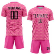 Load image into Gallery viewer, Custom Pink Black-Medium Pink Geometric Shapes Sublimation Soccer Uniform Jersey
