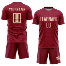 Load image into Gallery viewer, Custom Crimson Cream Geometric Shapes Sublimation Soccer Uniform Jersey
