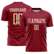 Load image into Gallery viewer, Custom Crimson Cream Geometric Shapes Sublimation Soccer Uniform Jersey
