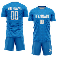 Load image into Gallery viewer, Custom Blue Black Geometric Shapes Sublimation Soccer Uniform Jersey
