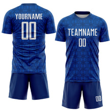 Load image into Gallery viewer, Custom US Navy Blue Black Geometric Shapes Sublimation Soccer Uniform Jersey
