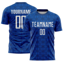 Load image into Gallery viewer, Custom US Navy Blue Black Geometric Shapes Sublimation Soccer Uniform Jersey
