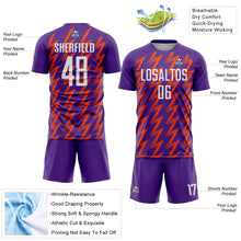 Load image into Gallery viewer, Custom Purple White-Orange Zigzag Shape Sublimation Soccer Uniform Jersey
