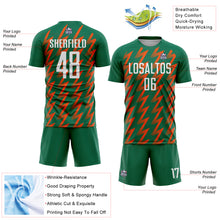 Load image into Gallery viewer, Custom Kelly Green White-Orange Zigzag Shape Sublimation Soccer Uniform Jersey
