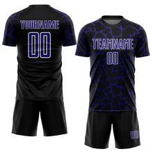 Load image into Gallery viewer, Custom Black Dark Purple-White Abstract Network Splash Sublimation Soccer Uniform Jersey
