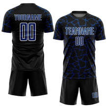 Load image into Gallery viewer, Custom Black US Navy Blue-White Abstract Network Splash Sublimation Soccer Uniform Jersey
