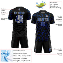 Load image into Gallery viewer, Custom Black US Navy Blue-White Abstract Network Splash Sublimation Soccer Uniform Jersey
