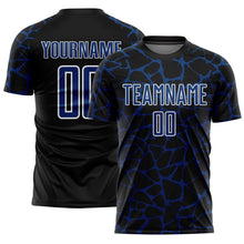 Load image into Gallery viewer, Custom Black US Navy Blue-White Abstract Network Splash Sublimation Soccer Uniform Jersey
