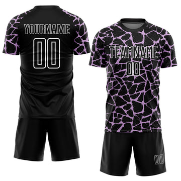 Custom Black Light Purple-White Abstract Network Splash Sublimation Soccer Uniform Jersey