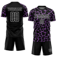 Load image into Gallery viewer, Custom Black Medium Purple-White Abstract Network Splash Sublimation Soccer Uniform Jersey
