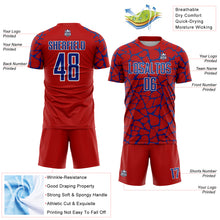 Load image into Gallery viewer, Custom Red Royal-White Abstract Network Splash Sublimation Soccer Uniform Jersey
