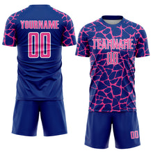 Load image into Gallery viewer, Custom Royal Pink-White Abstract Network Splash Sublimation Soccer Uniform Jersey
