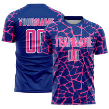 Load image into Gallery viewer, Custom Royal Pink-White Abstract Network Splash Sublimation Soccer Uniform Jersey
