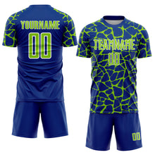 Load image into Gallery viewer, Custom Royal Neon Green-White Abstract Network Splash Sublimation Soccer Uniform Jersey
