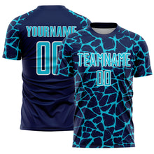 Load image into Gallery viewer, Custom Navy Lakes Blue-White Abstract Network Splash Sublimation Soccer Uniform Jersey
