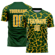 Load image into Gallery viewer, Custom Green Gold-White Abstract Network Splash Sublimation Soccer Uniform Jersey
