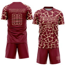 Load image into Gallery viewer, Custom Crimson Cream Abstract Network Splash Sublimation Soccer Uniform Jersey
