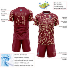 Load image into Gallery viewer, Custom Crimson Cream Abstract Network Splash Sublimation Soccer Uniform Jersey
