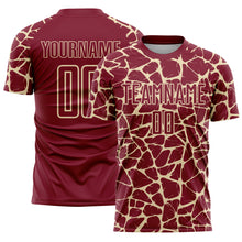 Load image into Gallery viewer, Custom Crimson Cream Abstract Network Splash Sublimation Soccer Uniform Jersey
