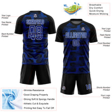 Load image into Gallery viewer, Custom Black Royal-White Line Sublimation Soccer Uniform Jersey
