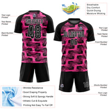 Load image into Gallery viewer, Custom Black Pink-White Line Sublimation Soccer Uniform Jersey
