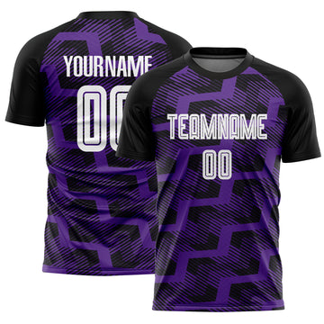 Custom Black White-Purple Line Sublimation Soccer Uniform Jersey