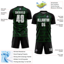 Load image into Gallery viewer, Custom Black White-Green Line Sublimation Soccer Uniform Jersey
