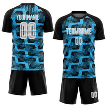 Load image into Gallery viewer, Custom Black White-Sky Blue Line Sublimation Soccer Uniform Jersey
