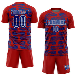 Custom Red Royal-White Line Sublimation Soccer Uniform Jersey