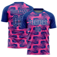 Load image into Gallery viewer, Custom Royal Pink-White Line Sublimation Soccer Uniform Jersey
