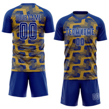 Load image into Gallery viewer, Custom Royal Old Gold-White Line Sublimation Soccer Uniform Jersey
