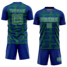 Load image into Gallery viewer, Custom Royal Kelly Green-White Line Sublimation Soccer Uniform Jersey
