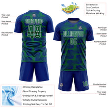 Load image into Gallery viewer, Custom Royal Kelly Green-White Line Sublimation Soccer Uniform Jersey
