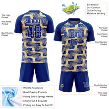 Load image into Gallery viewer, Custom Royal Cream-White Line Sublimation Soccer Uniform Jersey
