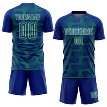 Load image into Gallery viewer, Custom Royal Teal-White Line Sublimation Soccer Uniform Jersey
