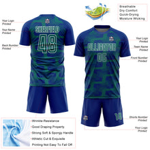 Load image into Gallery viewer, Custom Royal Teal-White Line Sublimation Soccer Uniform Jersey
