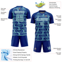 Load image into Gallery viewer, Custom Royal Shadow Blue-White Line Sublimation Soccer Uniform Jersey
