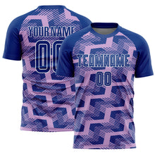 Load image into Gallery viewer, Custom Royal Light Purple-White Line Sublimation Soccer Uniform Jersey
