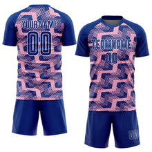 Load image into Gallery viewer, Custom Royal Light Pink-White Line Sublimation Soccer Uniform Jersey
