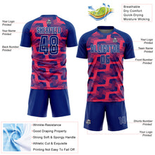 Load image into Gallery viewer, Custom Royal Neon Pink-White Line Sublimation Soccer Uniform Jersey
