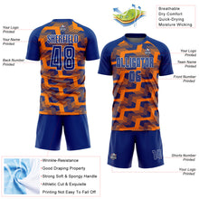 Load image into Gallery viewer, Custom Royal Bay Orange-White Line Sublimation Soccer Uniform Jersey
