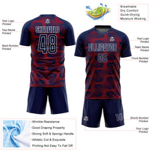 Load image into Gallery viewer, Custom Navy Crimson-White Line Sublimation Soccer Uniform Jersey
