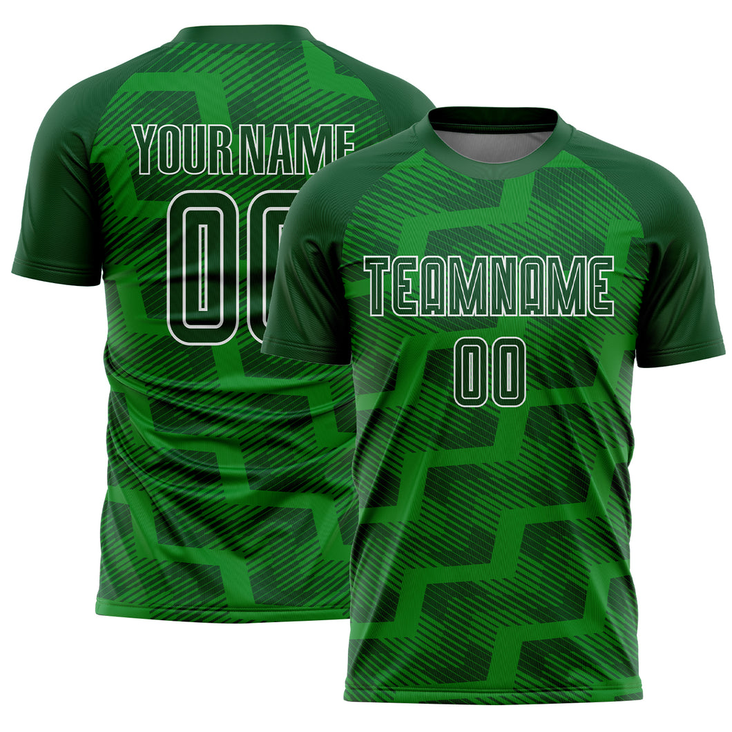 Custom Green Grass Green-White Line Sublimation Soccer Uniform Jersey