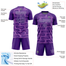 Load image into Gallery viewer, Custom Purple Medium Purple-White Line Sublimation Soccer Uniform Jersey
