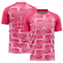 Load image into Gallery viewer, Custom Neon Pink Light Pink-White Line Sublimation Soccer Uniform Jersey
