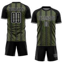 Load image into Gallery viewer, Custom Black Olive-White Line Sublimation Soccer Uniform Jersey
