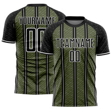 Load image into Gallery viewer, Custom Black Olive-White Line Sublimation Soccer Uniform Jersey
