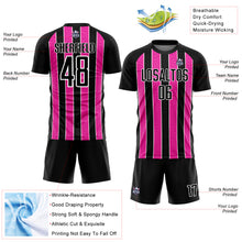 Load image into Gallery viewer, Custom Black Pink-White Line Sublimation Soccer Uniform Jersey
