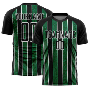 Custom Black Kelly Green-White Line Sublimation Soccer Uniform Jersey