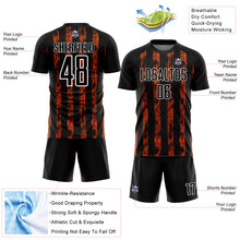 Load image into Gallery viewer, Custom Black Orange-White Line Sublimation Soccer Uniform Jersey
